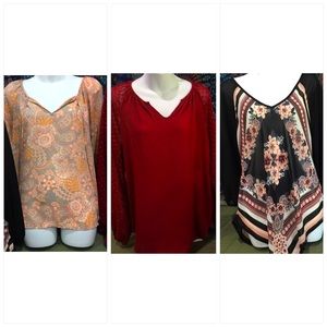 Set of 3 - Total of 3 Semi-sheer Tops in This Bundle (3 Tops)